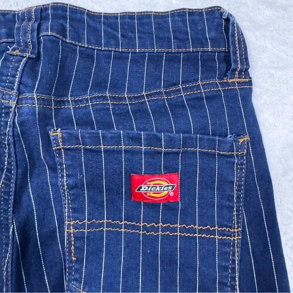Dickies Women's High Rise Blue Striped Jeans - Size 5/27 - Picture 10 of 10